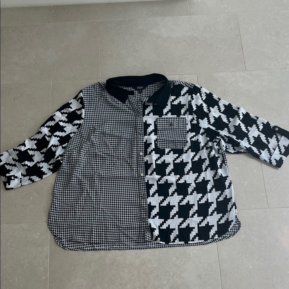 Slim Factor by Investments Houndstooth and Checkered Blouse